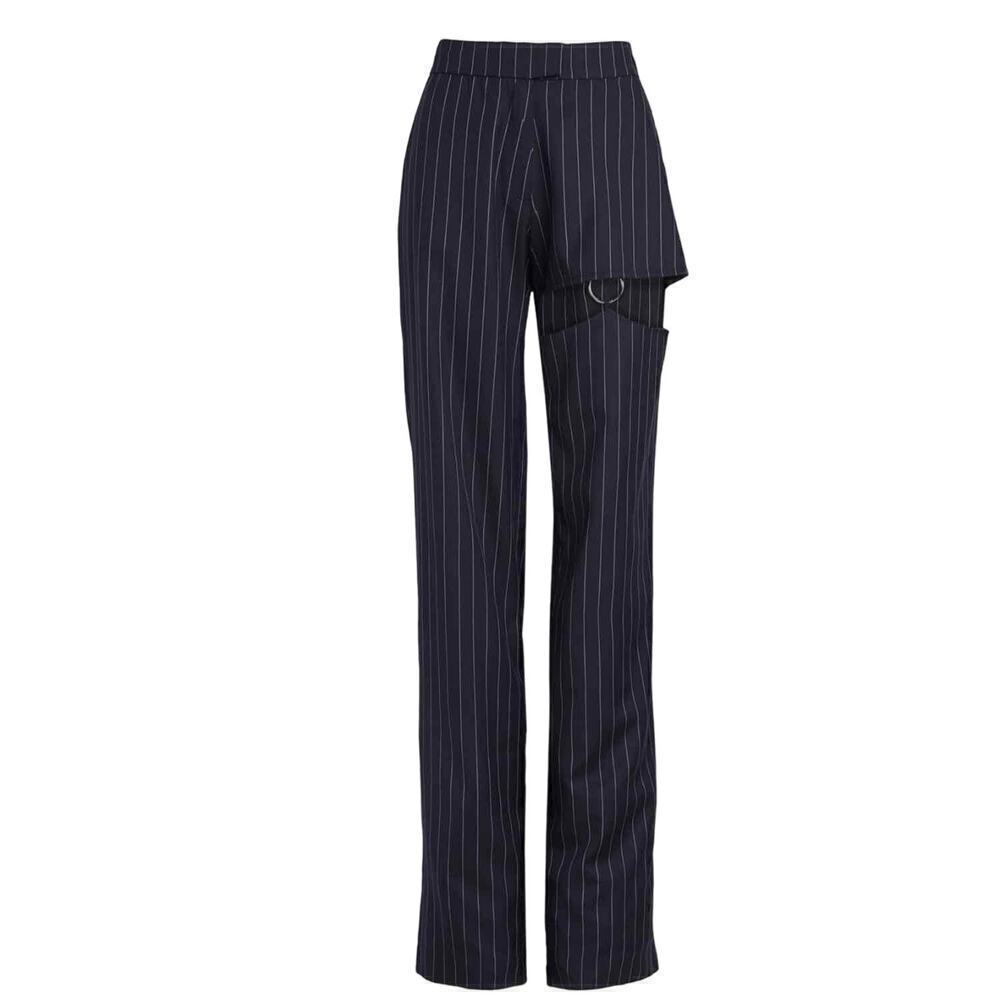 Nafsika Skourti Naughty Trousers Navy Pinstripe Pants UK 10 or US 6